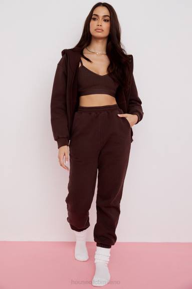 vestiario esso House of CB Felpa con cappuccio Storm Chocolate con zip X44T767