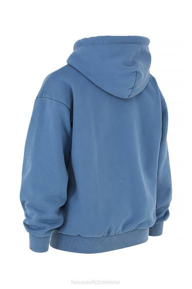 vestiario esso House of CB Felpa con cappuccio Storm azzurra con zip X44T769