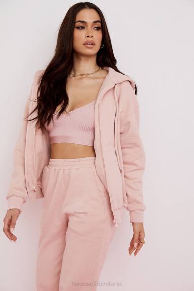 vestiario esso House of CB Felpa con cappuccio con zip Storm Blush Blush X44T766