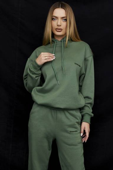 vestiario esso House of CB Felpa con cappuccio oversize Halo Moss X44T728