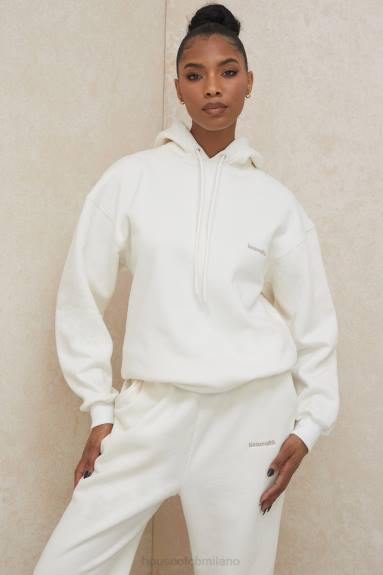 vestiario esso House of CB Felpa con cappuccio oversize Halo Off White X44T792