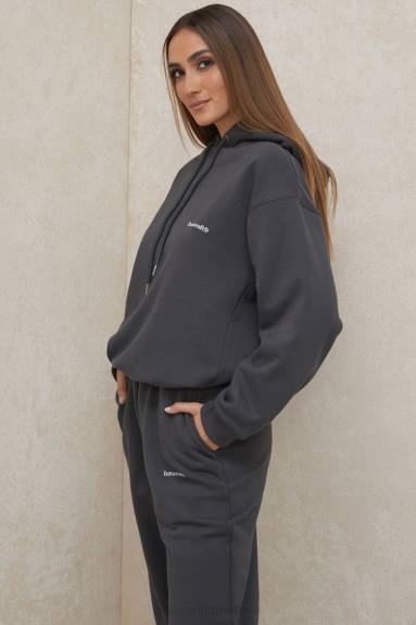 vestiario esso House of CB Felpa con cappuccio oversize color carbone Halo X44T791