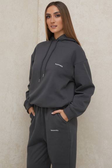 vestiario esso House of CB Felpa con cappuccio oversize color carbone Halo X44T791