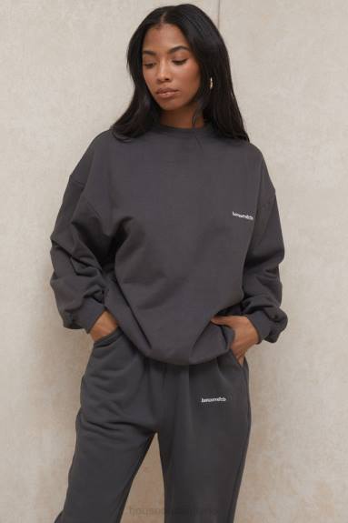 vestiario esso House of CB Felpa girocollo oversize color carbone di Tommy X44T801