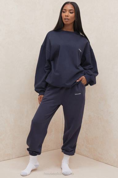 vestiario esso House of CB Felpa girocollo oversize di Tommy Navy X44T800