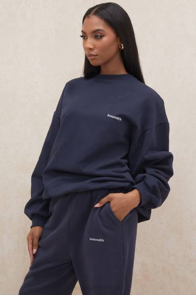 vestiario esso House of CB Felpa girocollo oversize di Tommy Navy X44T800