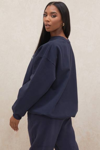 vestiario esso House of CB Felpa girocollo oversize di Tommy Navy X44T800