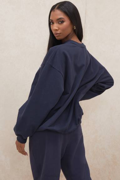 vestiario esso House of CB Felpa girocollo oversize di Tommy Navy X44T800