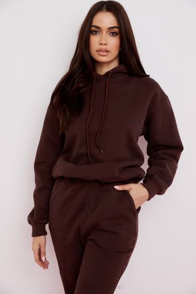 vestiario esso House of CB Felpa oversize con cappuccio Halo Chocolate X44T761