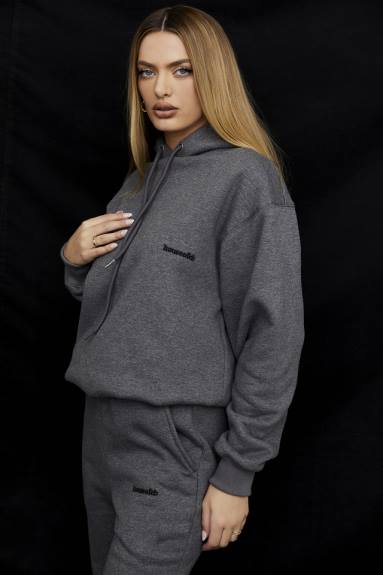 vestiario esso House of CB Felpa oversize con cappuccio Halo grigio scuro X44T726