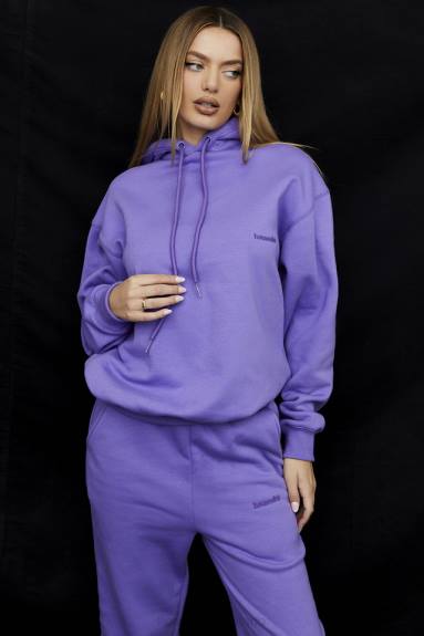 vestiario esso House of CB Felpa oversize viola con cappuccio Halo X44T727