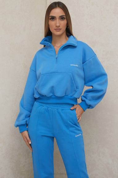 vestiario esso House of CB felpa corta con zip frontale blu mitch X44T790