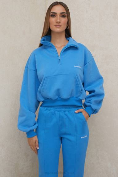 vestiario esso House of CB felpa corta con zip frontale blu mitch X44T790