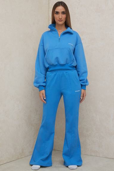 vestiario esso House of CB felpa corta con zip frontale blu mitch X44T790