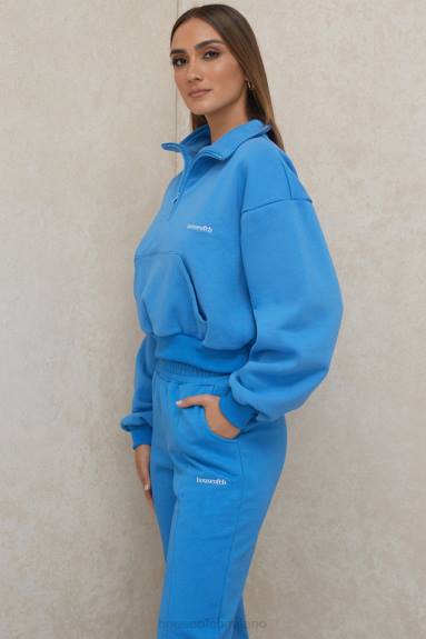 vestiario esso House of CB felpa corta con zip frontale blu mitch X44T790