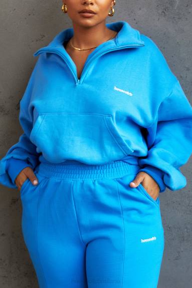 vestiario esso House of CB felpa corta con zip frontale blu mitch X44T790