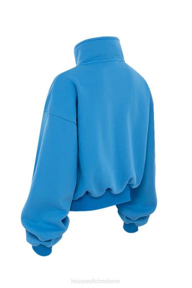 vestiario esso House of CB felpa corta con zip frontale blu mitch X44T790