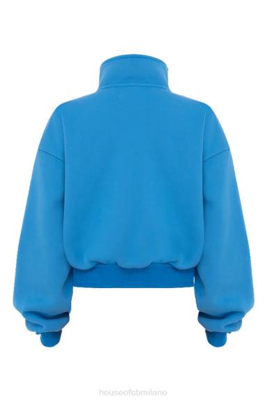 vestiario esso House of CB felpa corta con zip frontale blu mitch X44T790