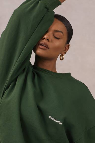 vestiario esso House of CB felpa girocollo oversize di colore verde tommy X44T798