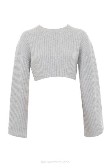 vestiario esso House of CB maglione corto a coste oversize grigio shana X44T771