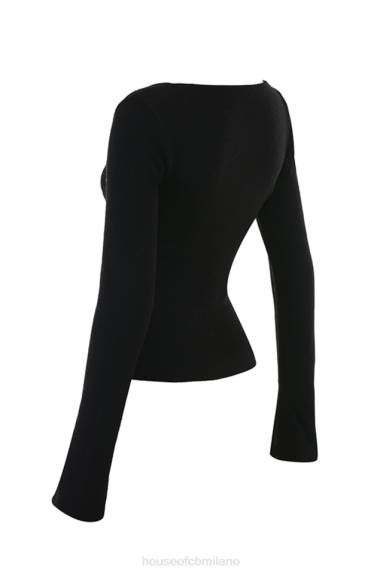 vestiario esso House of CB Top Candice con finiture in pizzo nero X44T682