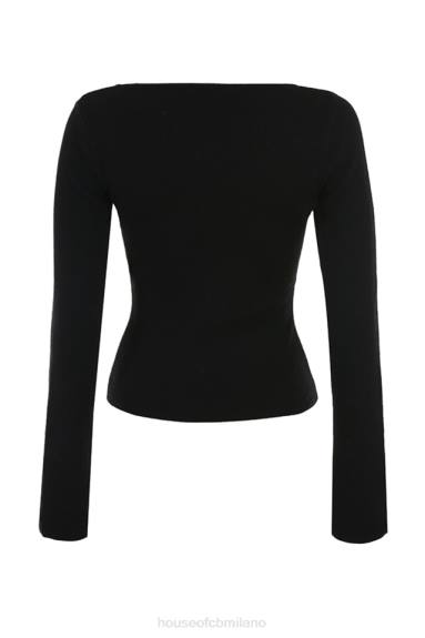 vestiario esso House of CB Top Candice con finiture in pizzo nero X44T682