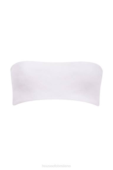 vestiario esso House of CB Top a fascia in misto lino bianco Tanice X44T805