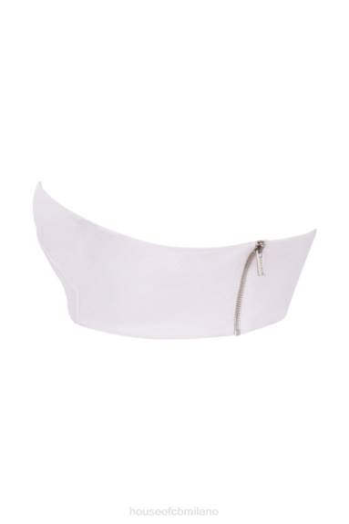 vestiario esso House of CB Top a fascia in misto lino bianco Tanice X44T805