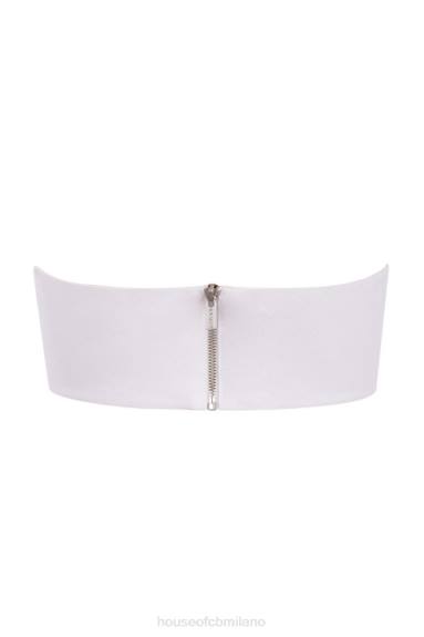 vestiario esso House of CB Top a fascia in misto lino bianco Tanice X44T805