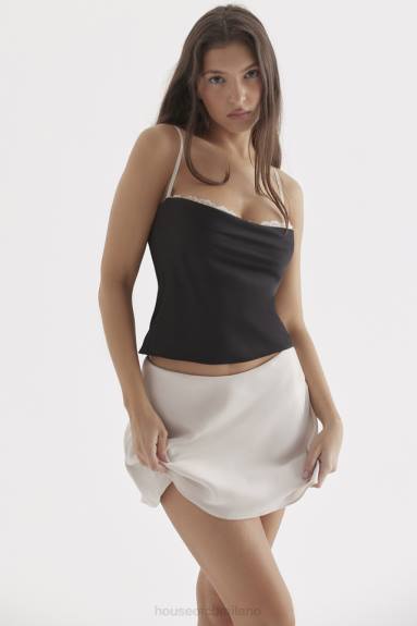 vestiario esso House of CB Top con ferretto Eli nero e bianco sporco X44T685