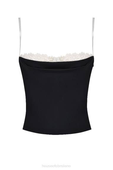 vestiario esso House of CB Top con ferretto Eli nero e bianco sporco X44T685