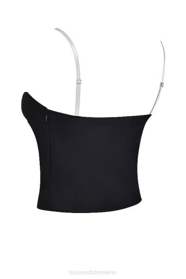 vestiario esso House of CB Top con ferretto Eli nero e bianco sporco X44T685