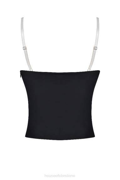 vestiario esso House of CB Top con ferretto Eli nero e bianco sporco X44T685