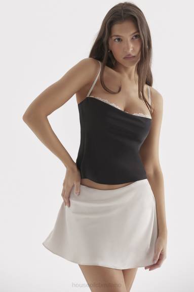 vestiario esso House of CB Top con ferretto Eli nero e bianco sporco X44T685