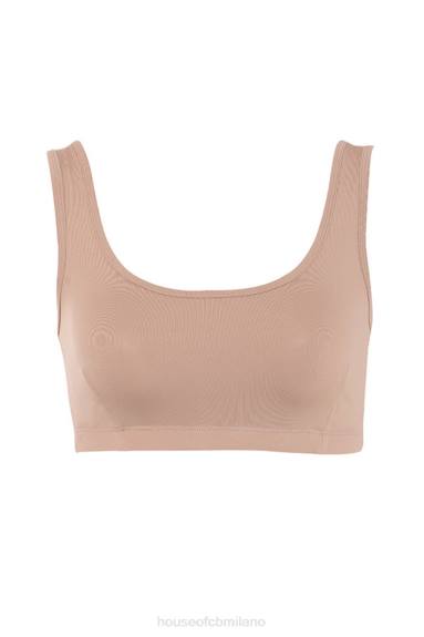 vestiario esso House of CB Top corto Abbey in jersey elasticizzato color moka X44T812