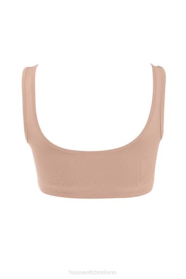vestiario esso House of CB Top corto Abbey in jersey elasticizzato color moka X44T812