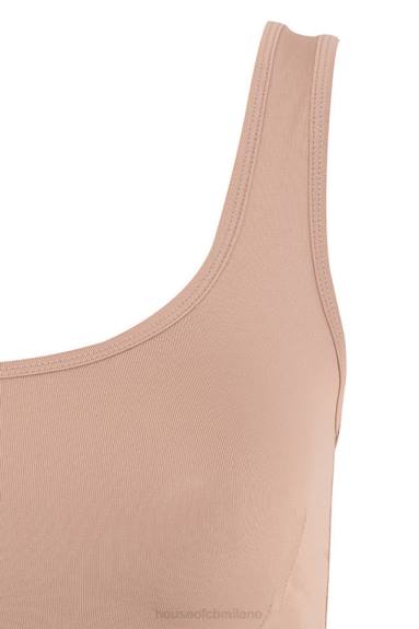 vestiario esso House of CB Top corto Abbey in jersey elasticizzato color moka X44T812