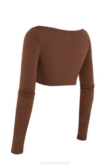 vestiario esso House of CB Top corto con arricciature color cioccolato Angelita X44T749