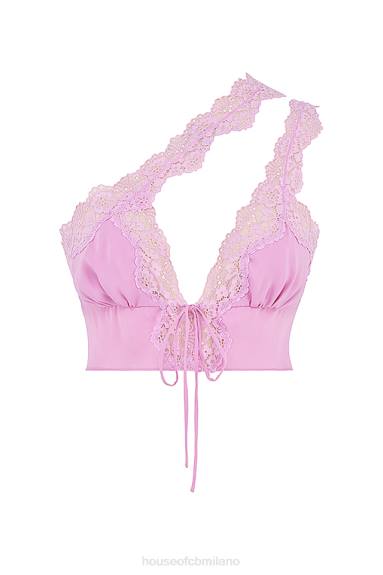 vestiario esso House of CB Top corto fluido rosa Lorena X44T711
