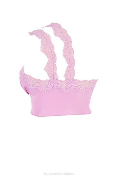 vestiario esso House of CB Top corto fluido rosa Lorena X44T711