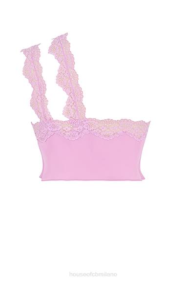 vestiario esso House of CB Top corto fluido rosa Lorena X44T711