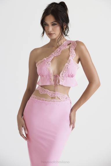 vestiario esso House of CB Top corto fluido rosa Lorena X44T711