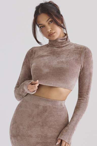 vestiario esso House of CB Top corto in ciniglia suri rose X44T688