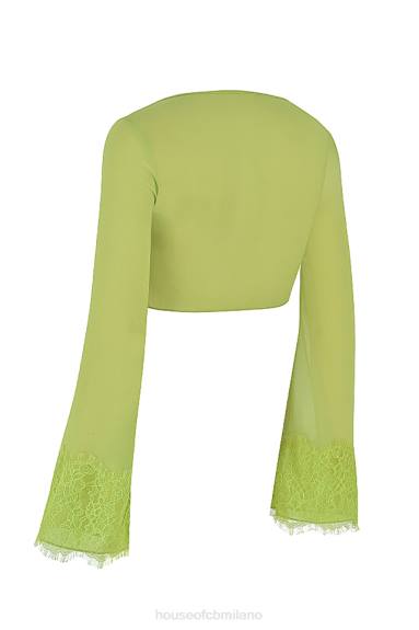 vestiario esso House of CB Top corto in georgette verde lime Tara X44T737