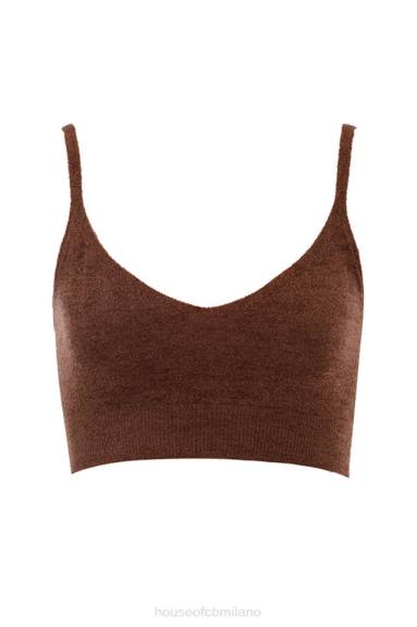 vestiario esso House of CB Top corto in maglia soffice color cioccolato Lorna X44T778