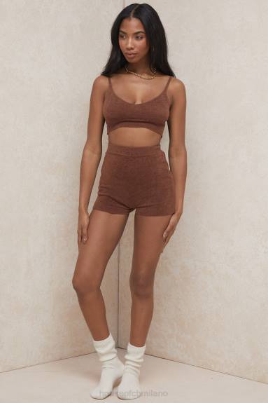 vestiario esso House of CB Top corto in maglia soffice color cioccolato Lorna X44T778