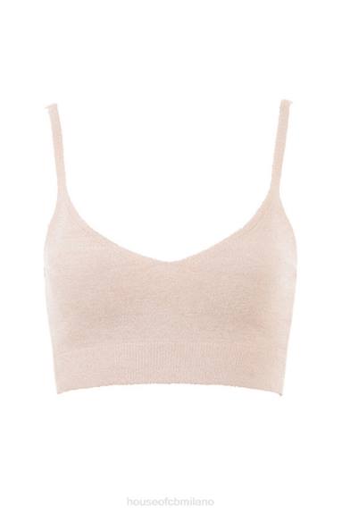 vestiario esso House of CB Top corto in maglia soffice color crema di Lorna X44T779