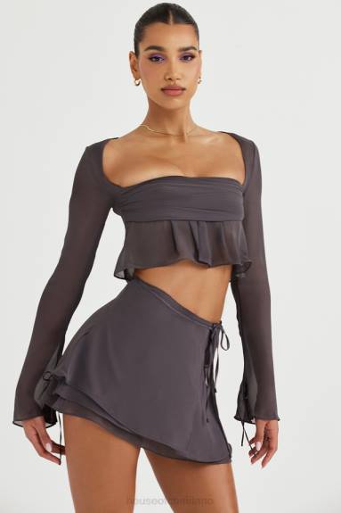 vestiario esso House of CB Top morbido a maniche lunghe Athena Shadow X44T722