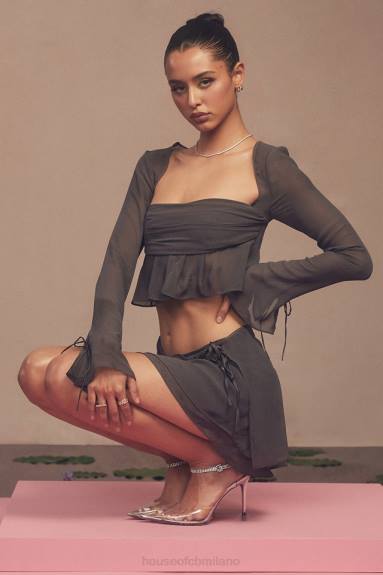 vestiario esso House of CB Top morbido a maniche lunghe Athena Shadow X44T722