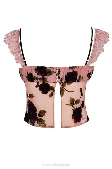 vestiario esso House of CB graciela top devoré rosa polvere X44T684